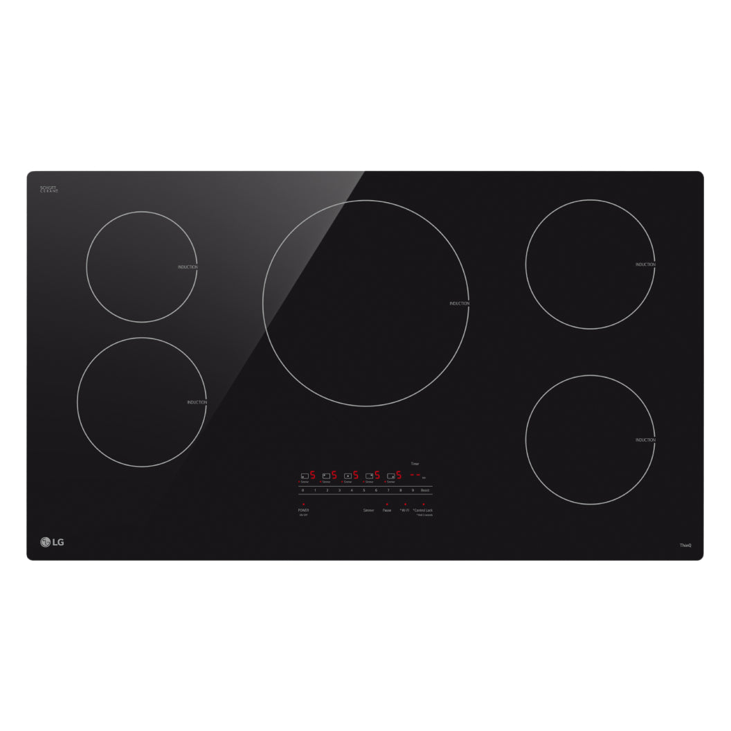 Plaque de cuisson à induction 36 po, Noir à 5 zones avec UltraHeat™ & SmoothTouch®