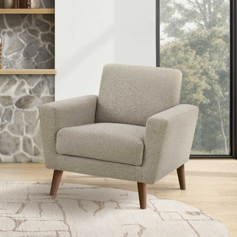 Fauteuil d'appoint stationnaire en tissu brun clair
