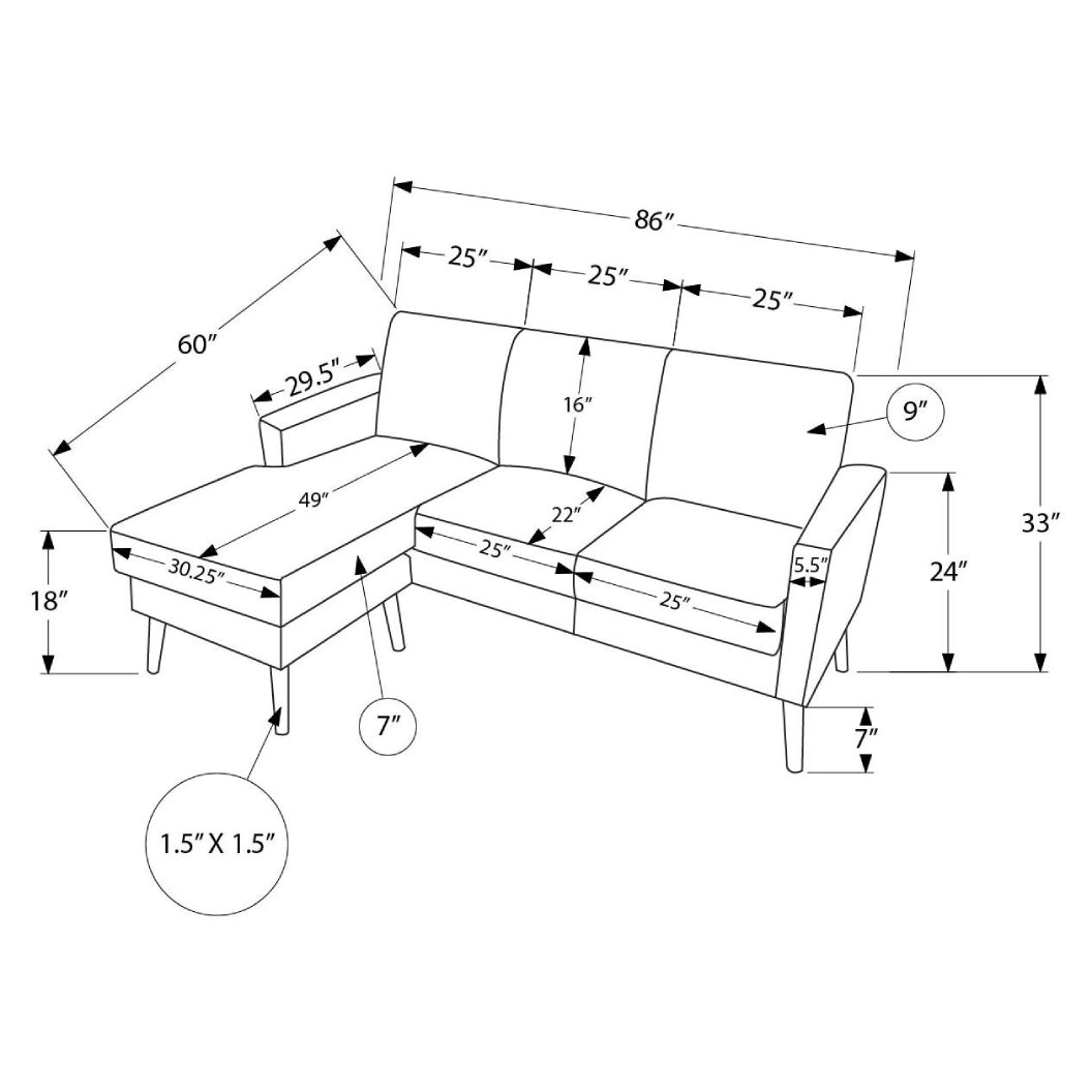 Sofa en tissu brun clair avec chaise longue