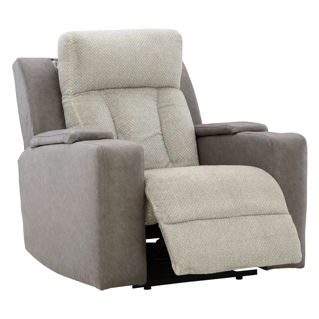 Fauteuil inclinable motorisé en tissu/aspect cuir gris avec lombaire chauffant et massant - Branthorpe