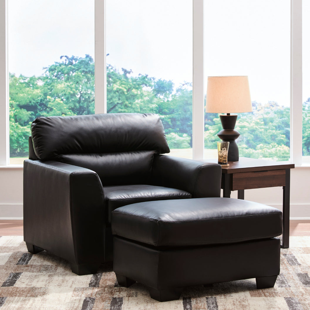 Ottoman aspect cuir noir - Glennbre