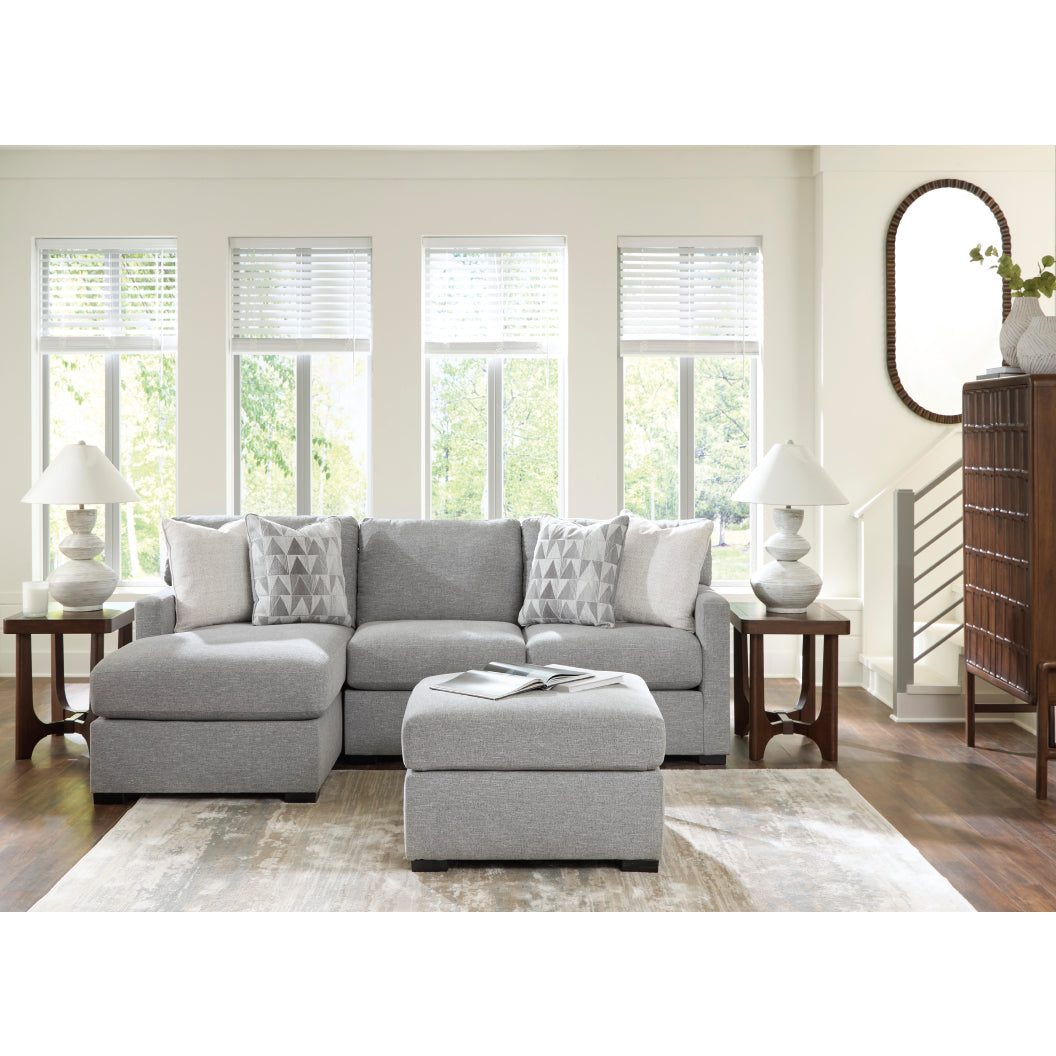 Ottoman surdimensionné en tissu gris étain - UrbanCrest