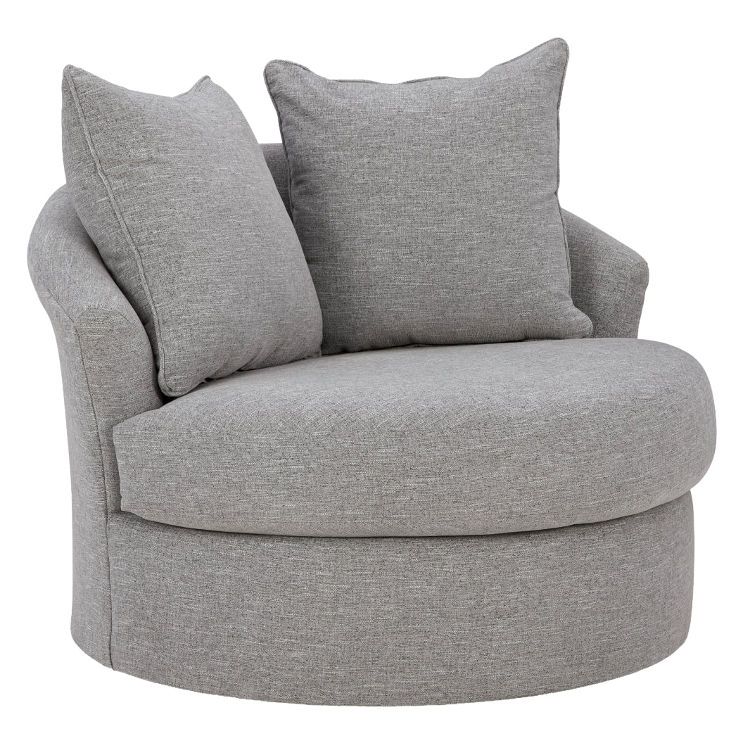 Fauteuil d'appoint pivotant en tissu gris étain avec coussins - UrbanCrest