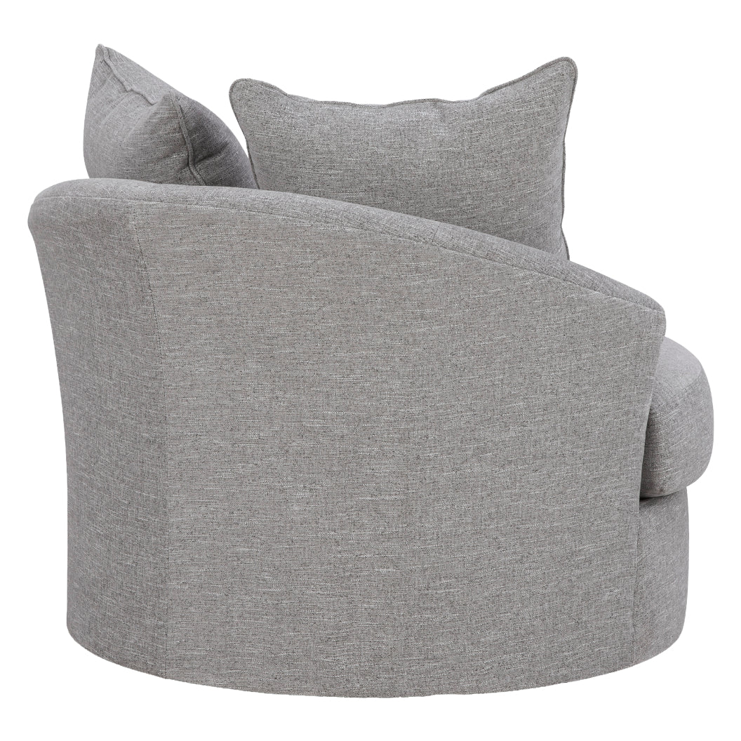 Fauteuil d'appoint pivotant en tissu gris étain avec coussins - UrbanCrest