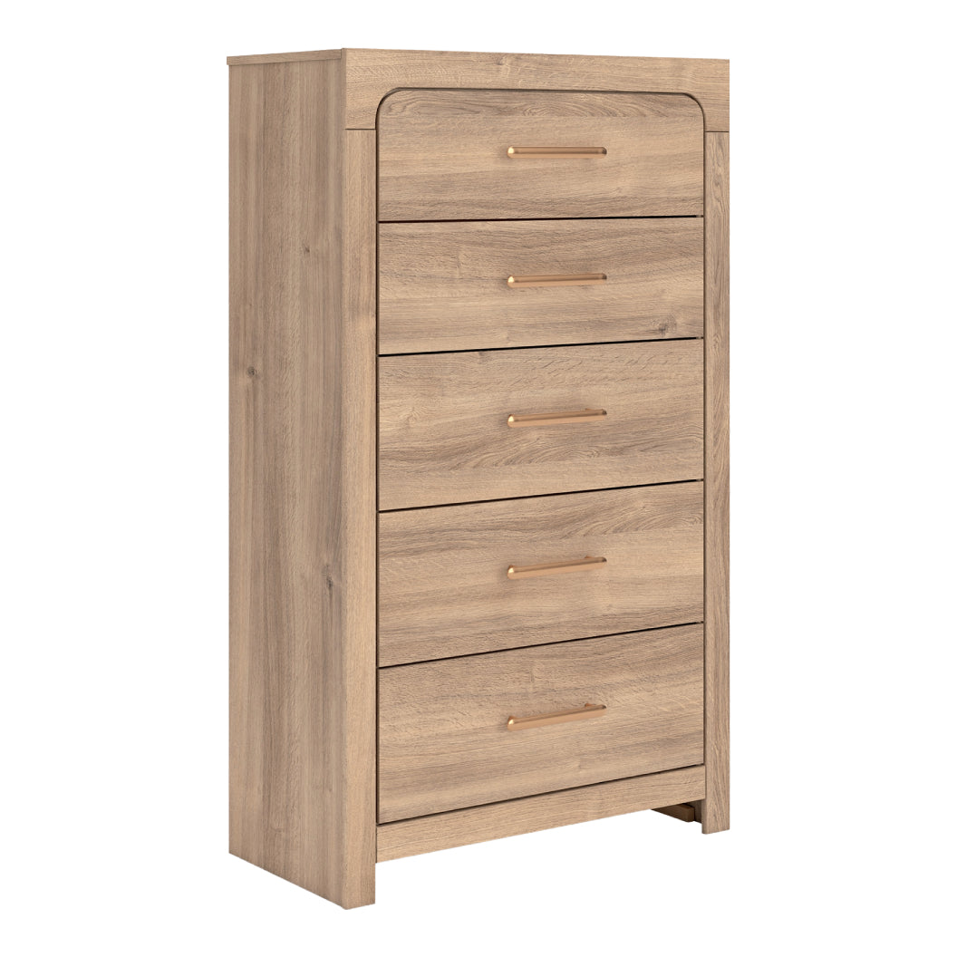 Commode à 5 tiroirs en bois/MDF tan - Kinlanni