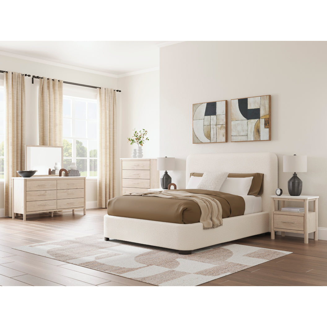 Lit complet rembourré en tissu Next-Gen Nuvella beige pâle Grand / Très grand - Brintstreet
