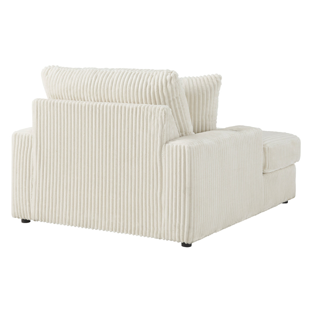 Méridienne en tissu avec porte-gobelets, port USB intégré et coussins - Lindyn