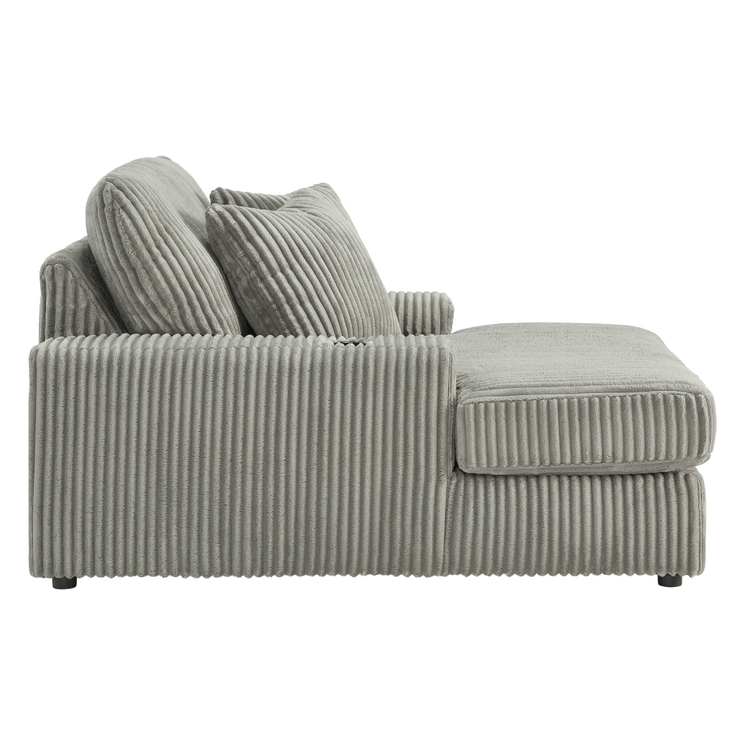 Méridienne en tissu avec porte-gobelets, port USB intégré et coussins - Lindyn