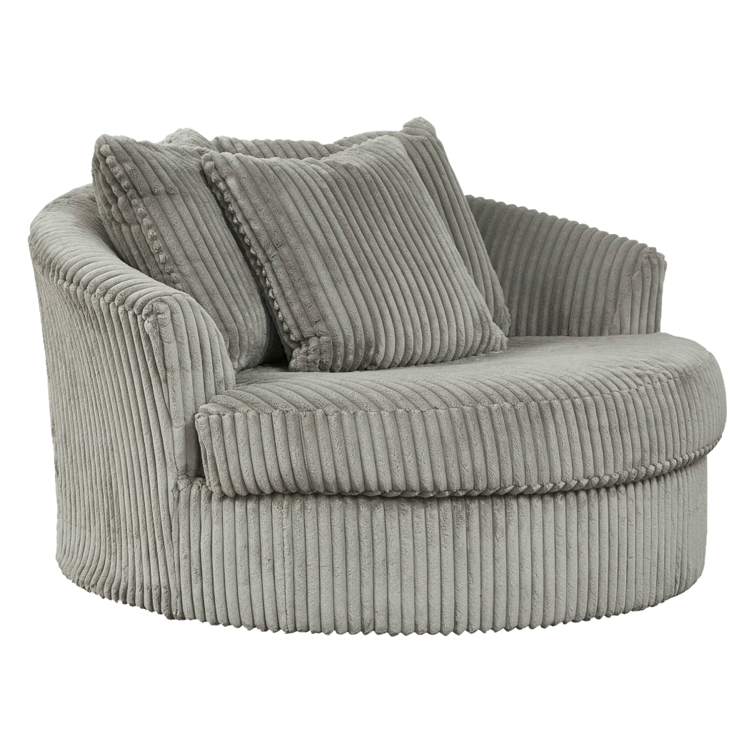 Fauteuil pivotant surdimensionné en tissu avec coussins - Lindyn