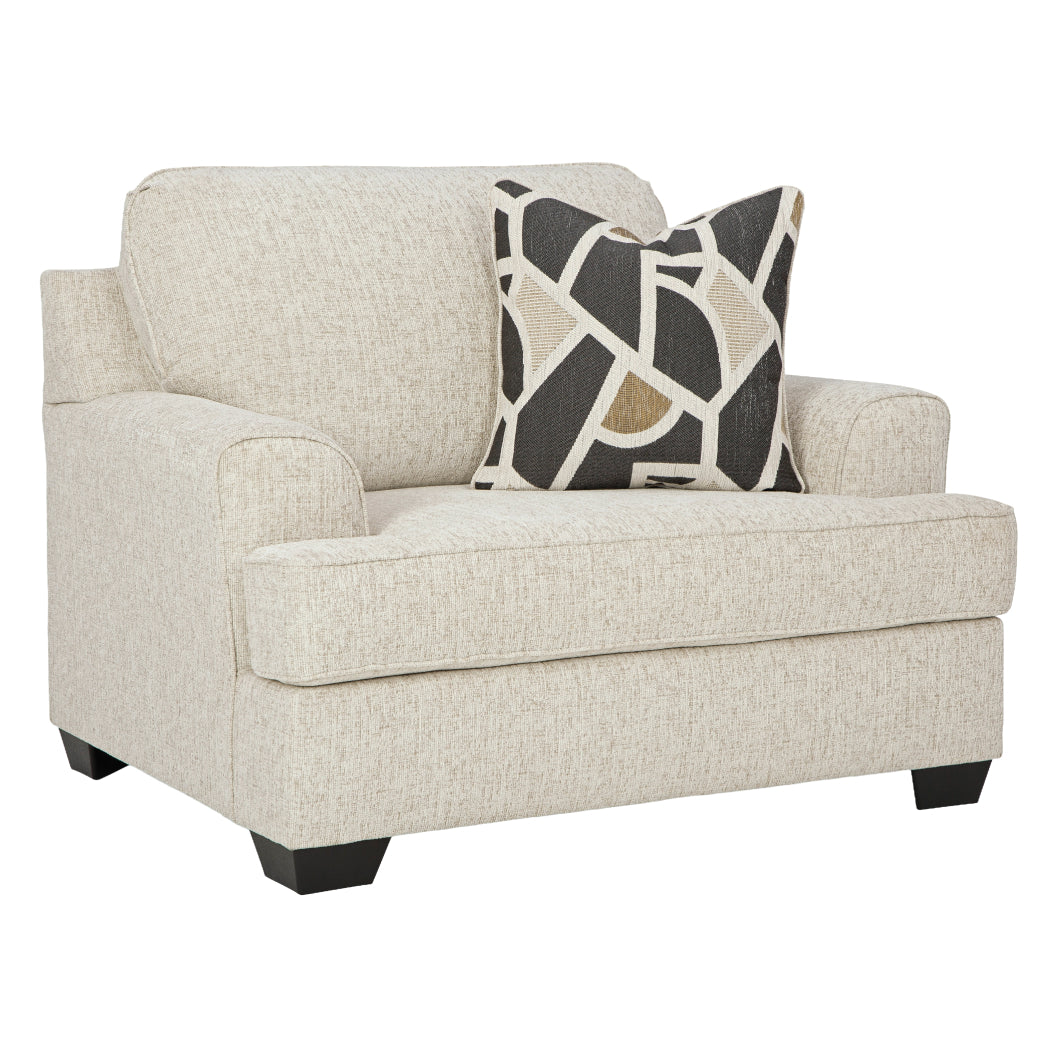 Fauteuil surdimensionné en tissu beige pâle avec coussin - Heartcort