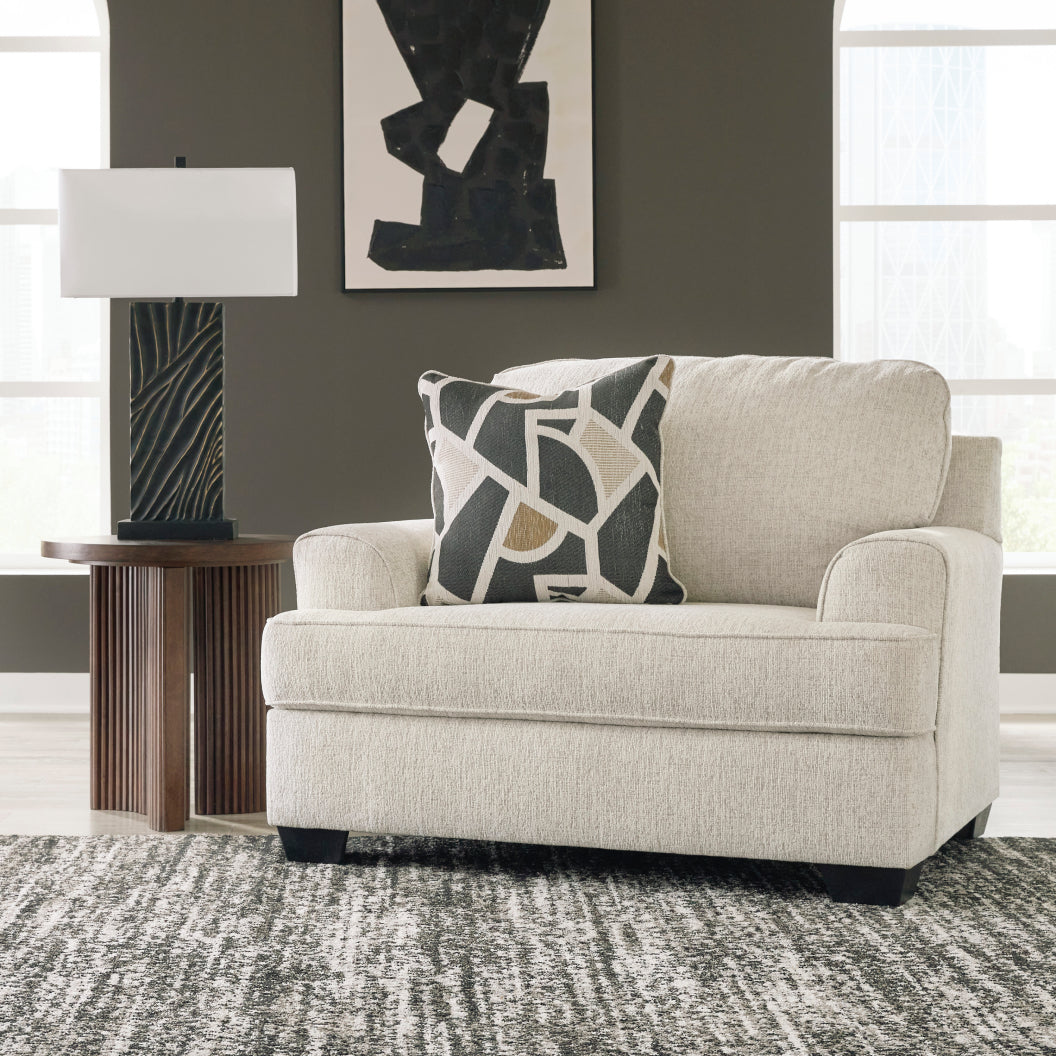 Fauteuil surdimensionné en tissu beige pâle avec coussin - Heartcort