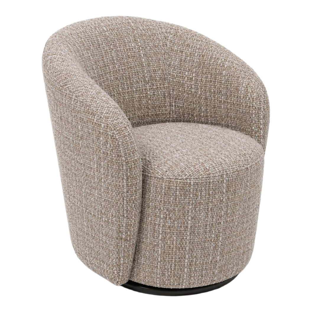 Fauteuil d'appoint pivotant en tissu et aspect cuir - Luka