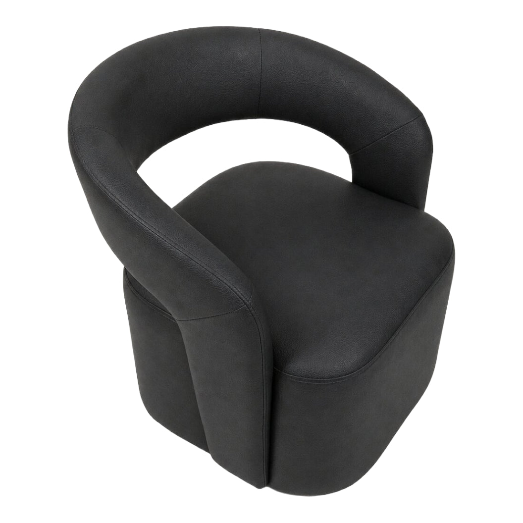 Fauteuil d'appoint pivotant en tissu et aspect cuir - Liam