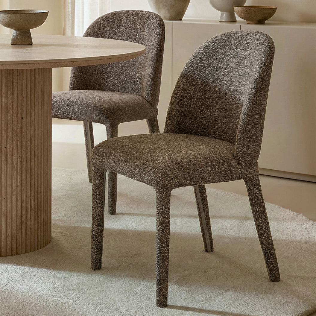 Chaise de salle à manger rembourrée en tissu brun - Kiara