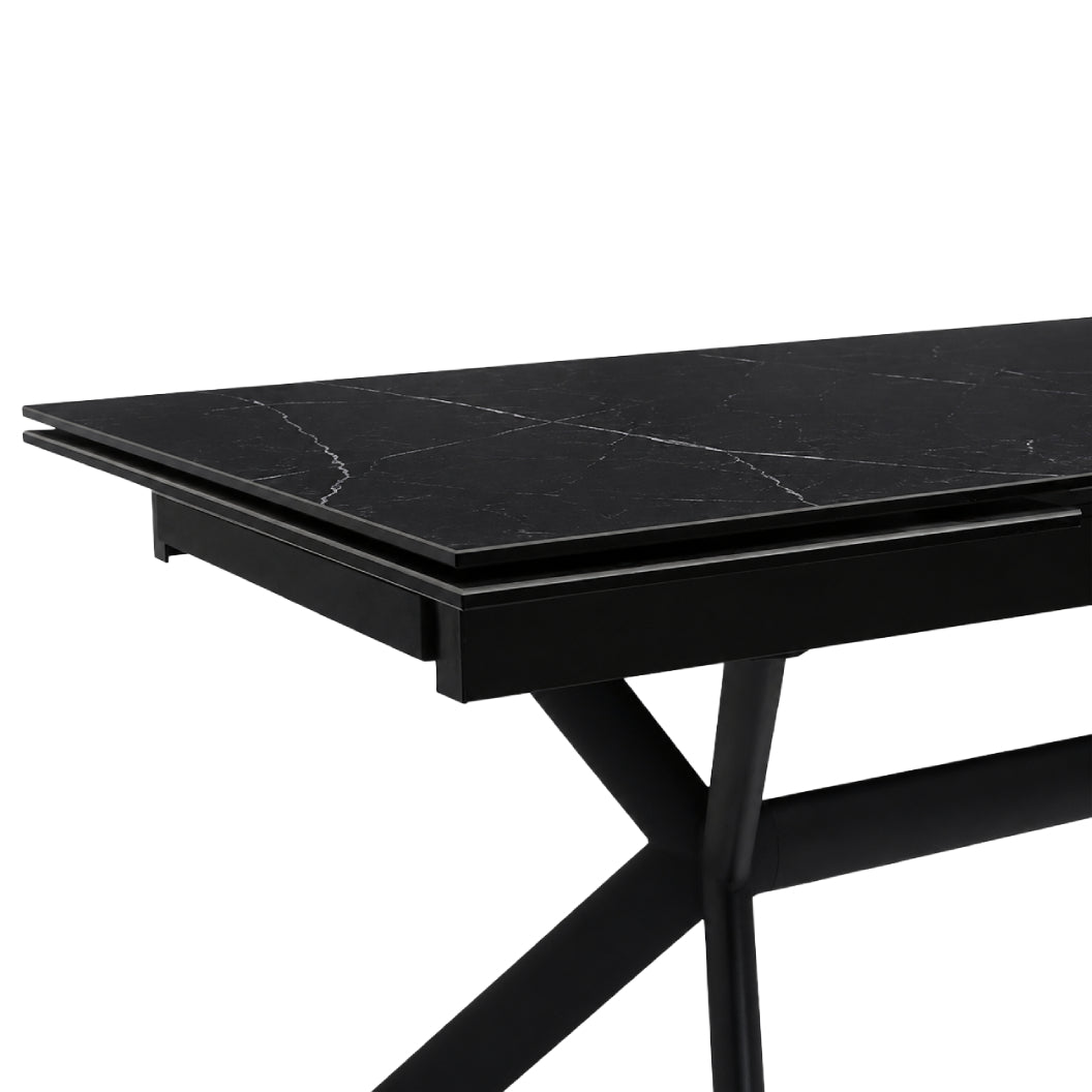 Table de salle à manger extensible en céramique sur verre trempé et métal - Percé
