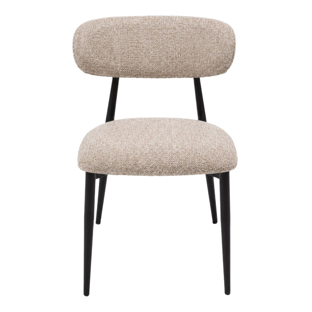 Chaise de salle à manger rembourrée en tissu et aspect cuir - Julie