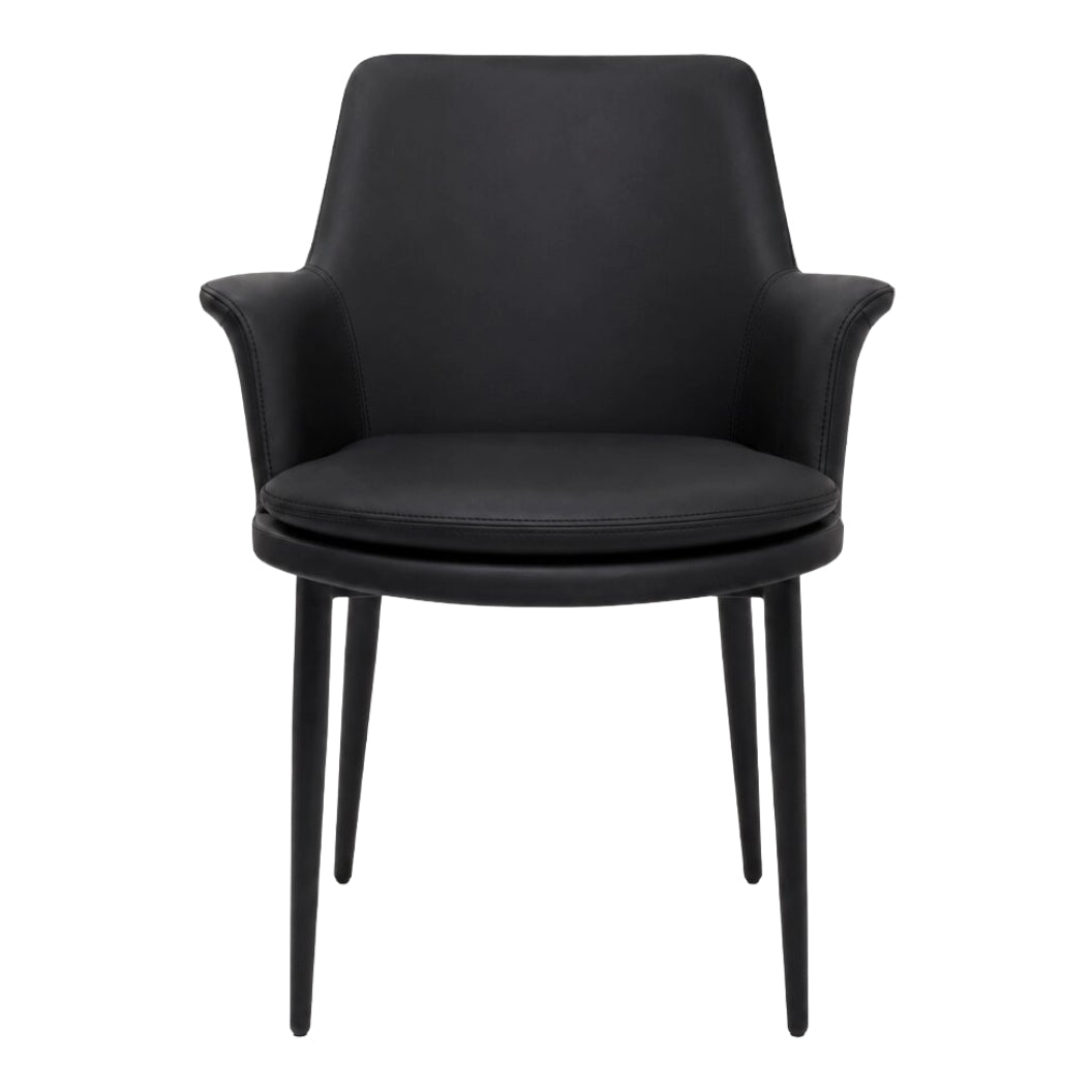 Chaise de salle à manger rembourrée en tissu et aspect cuir - Chloé