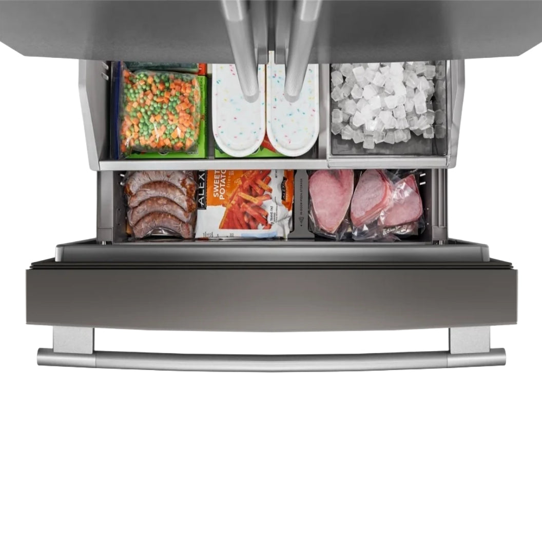 Réfrigérateur à portes françaises, profondeur comptoir 36 po, 24 pi³ Inox avec Distributeur d'eau interne et Machine à glaçons