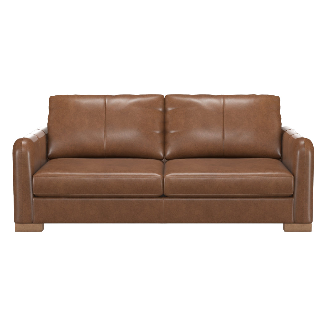 Sofa condo stationnaire en cuir brun - Eliot