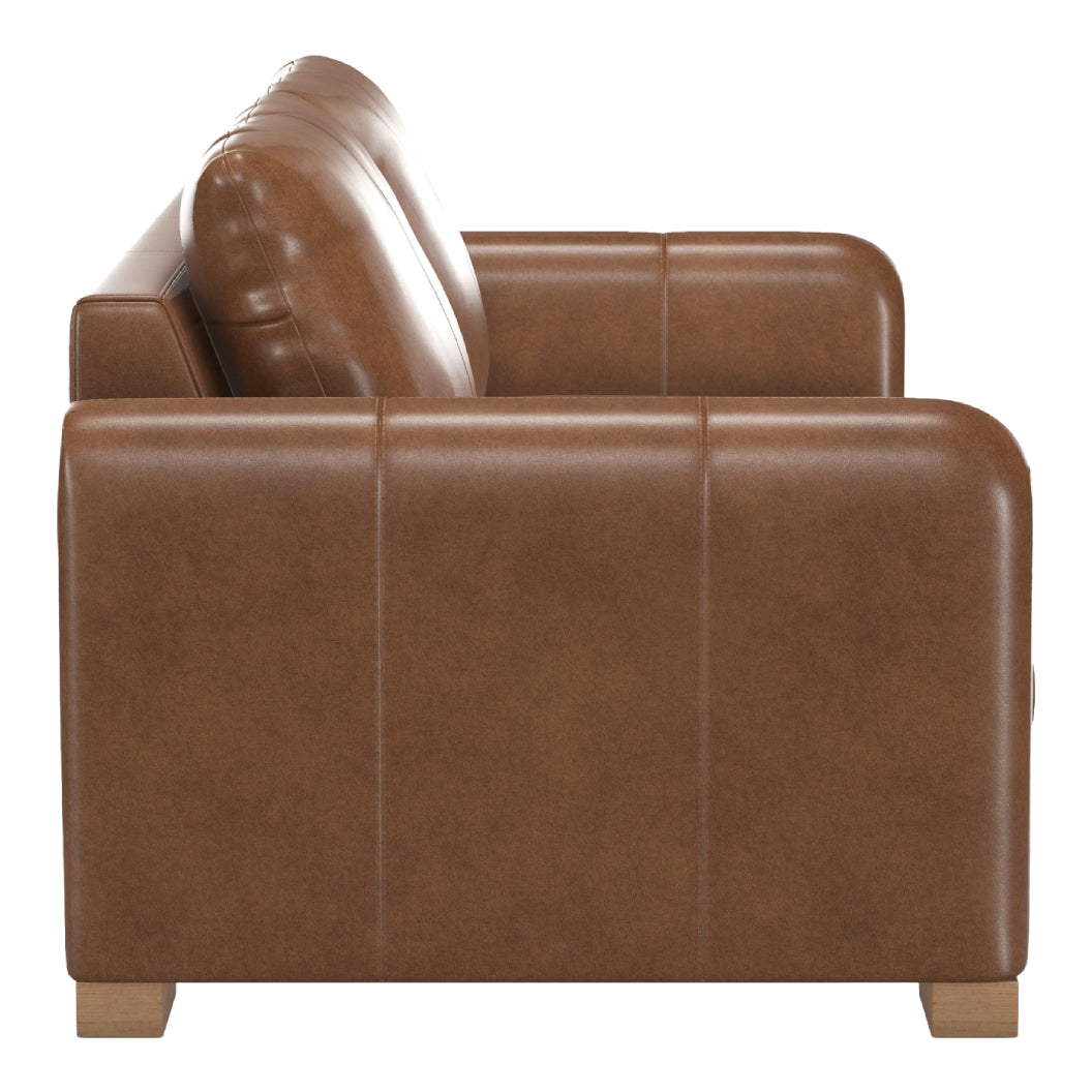 Sofa condo stationnaire en cuir brun - Eliot