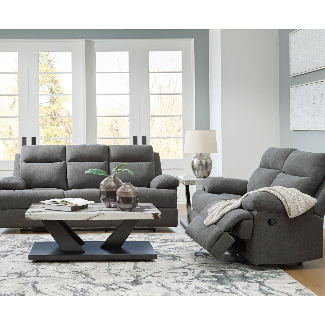 Causeuse inclinable en tissu chenille gris charcoal - Side-Swipe