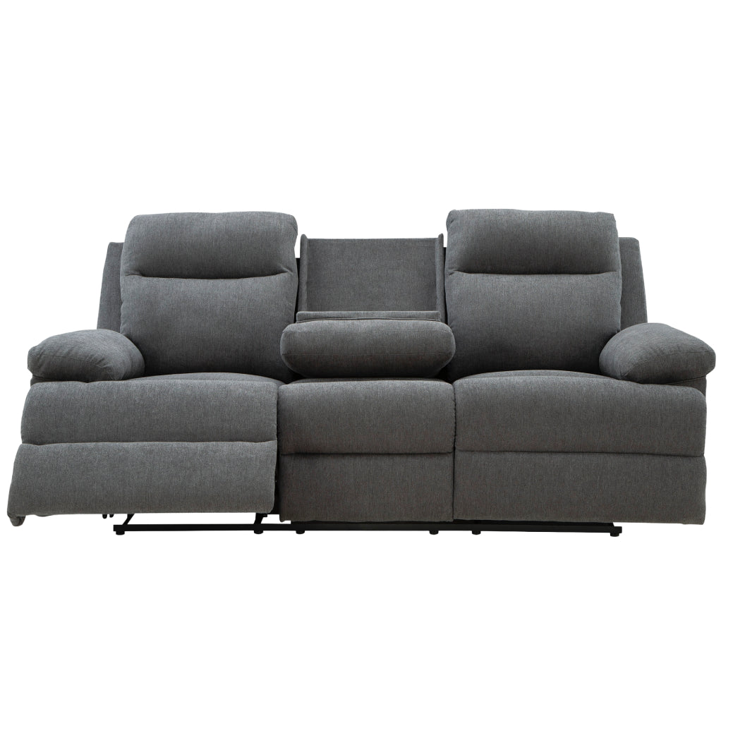 Sofa inclinable en tissu chenille gris charcoal avec table centrale rabattable - Side-Swipe