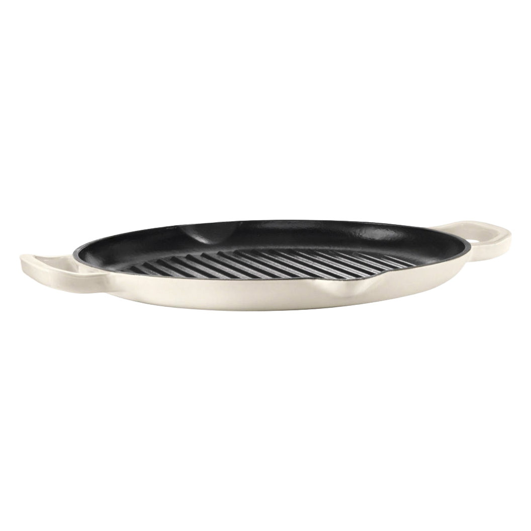Poêle à griller en fonte émaillée blanche 32 cm