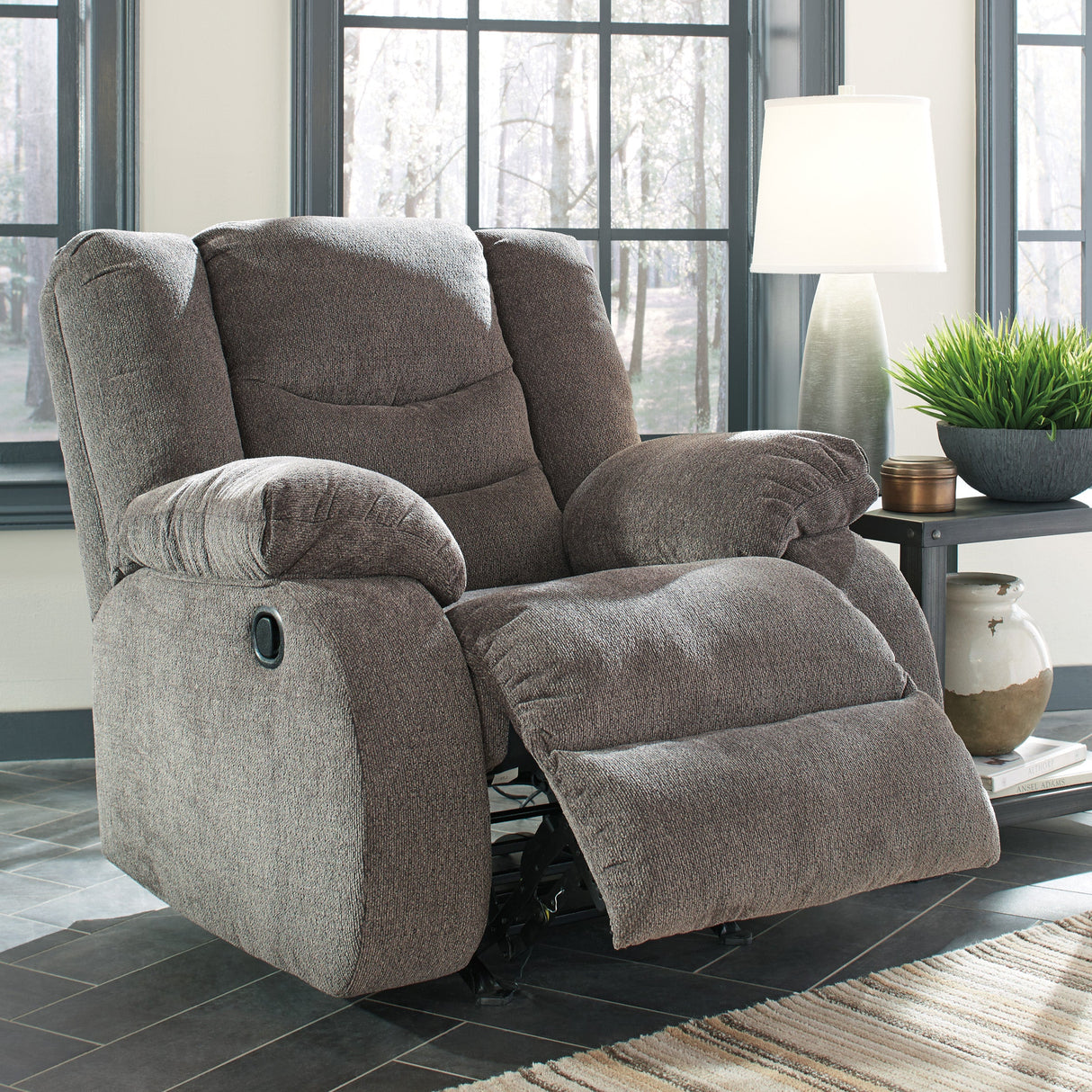 Fauteuil berçant et inclinable en tissu gris - Tulen