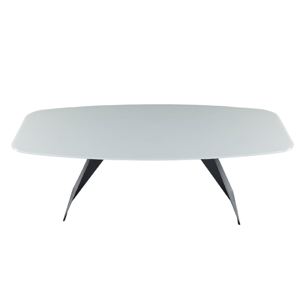 Table de salle à manger rectangulaire avec contour arrondi en verre - Hugo