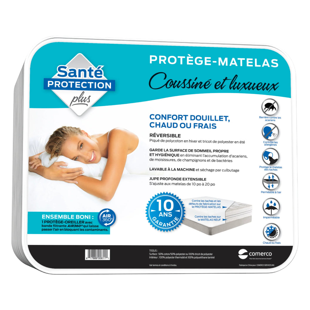 Protège-matelas confort réversible & imperméable en 5 grandeurs - Coussiné & Luxueux