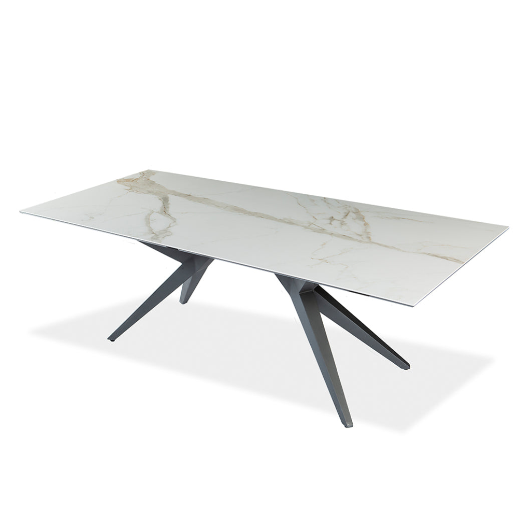 Table de salle à manger rectangulaire en céramique et métal - Jack