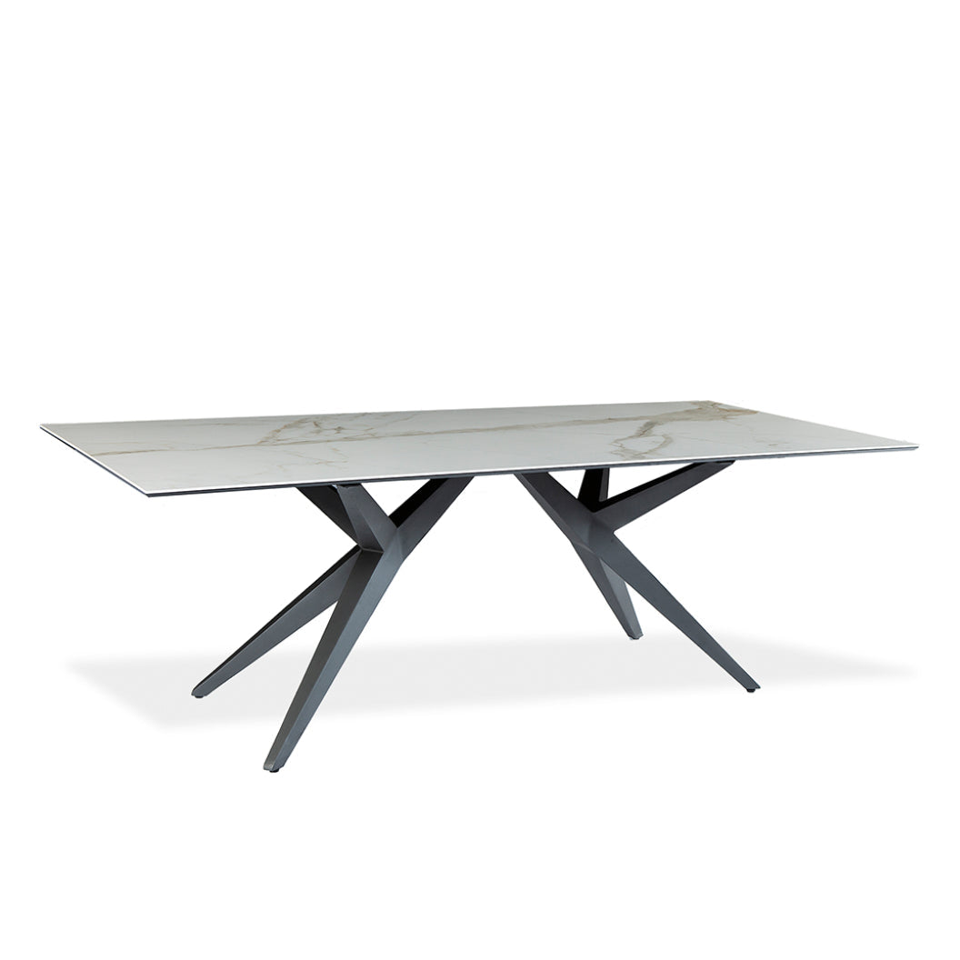 Table de salle à manger rectangulaire en céramique et métal - Jack