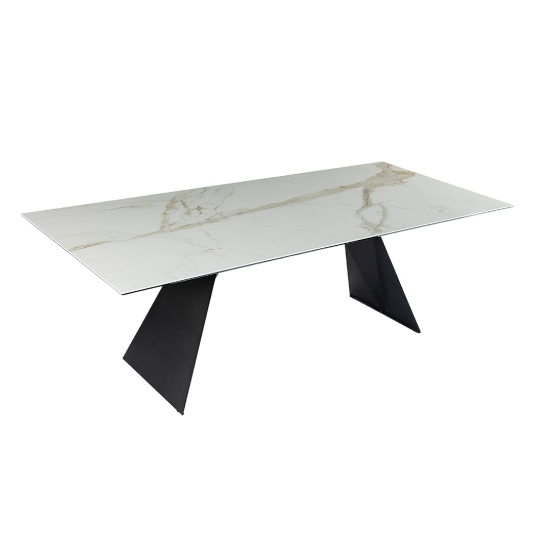 Table de salle à manger rectangulaire en céramique ou en verre - Hugo