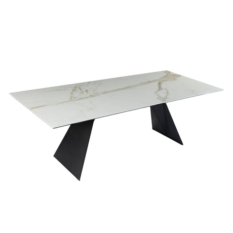 Table de salle à manger rectangulaire en céramique ou en verre - Hugo