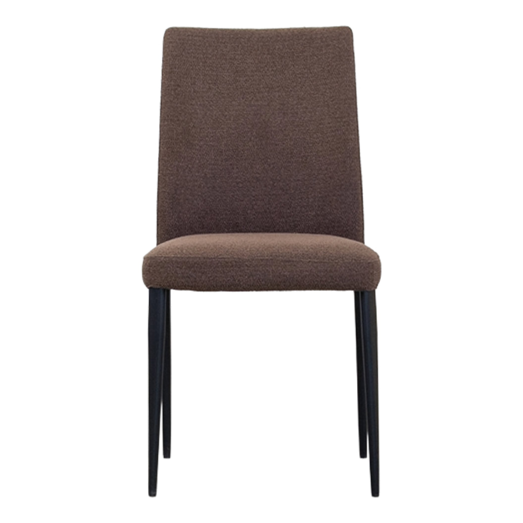 Chaise de salle à manger rembourrée en tissu brun - Denny