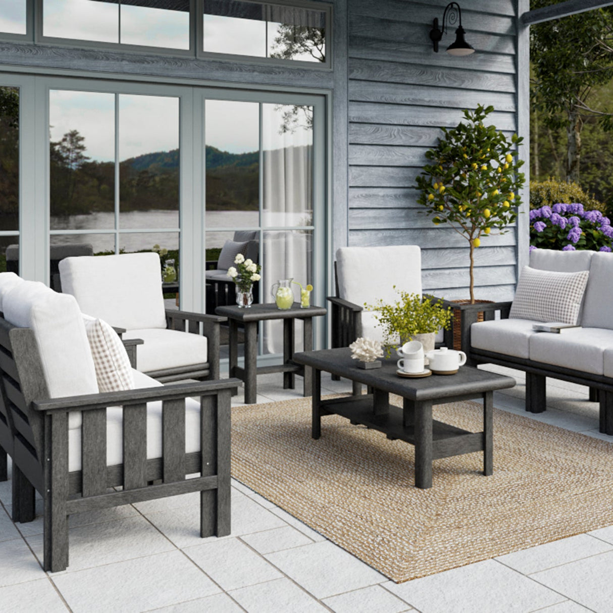 Fauteuil extérieur en plastique recyclé noir - Stratford