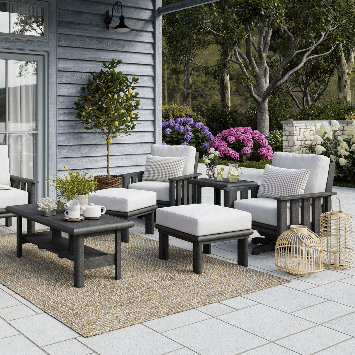 Fauteuil extérieur en plastique recyclé noir - Stratford