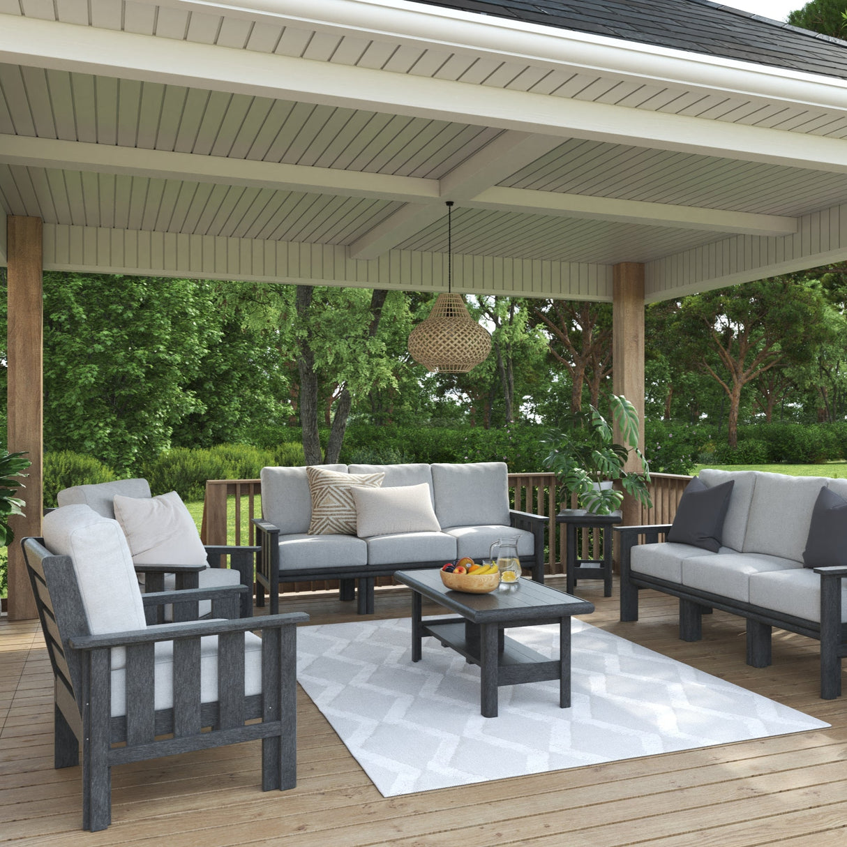 Fauteuil extérieur en plastique recyclé noir - Stratford