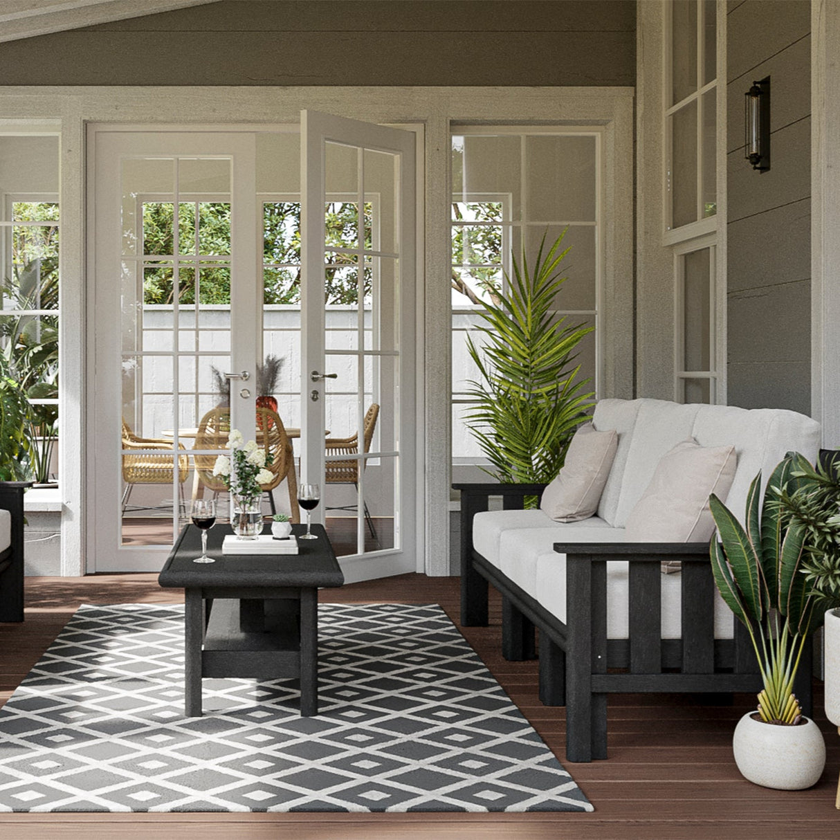 Sofa extérieur en plastique recyclé noir - Stratford