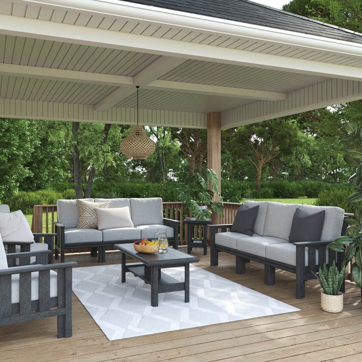 Sofa extérieur en plastique recyclé noir - Stratford