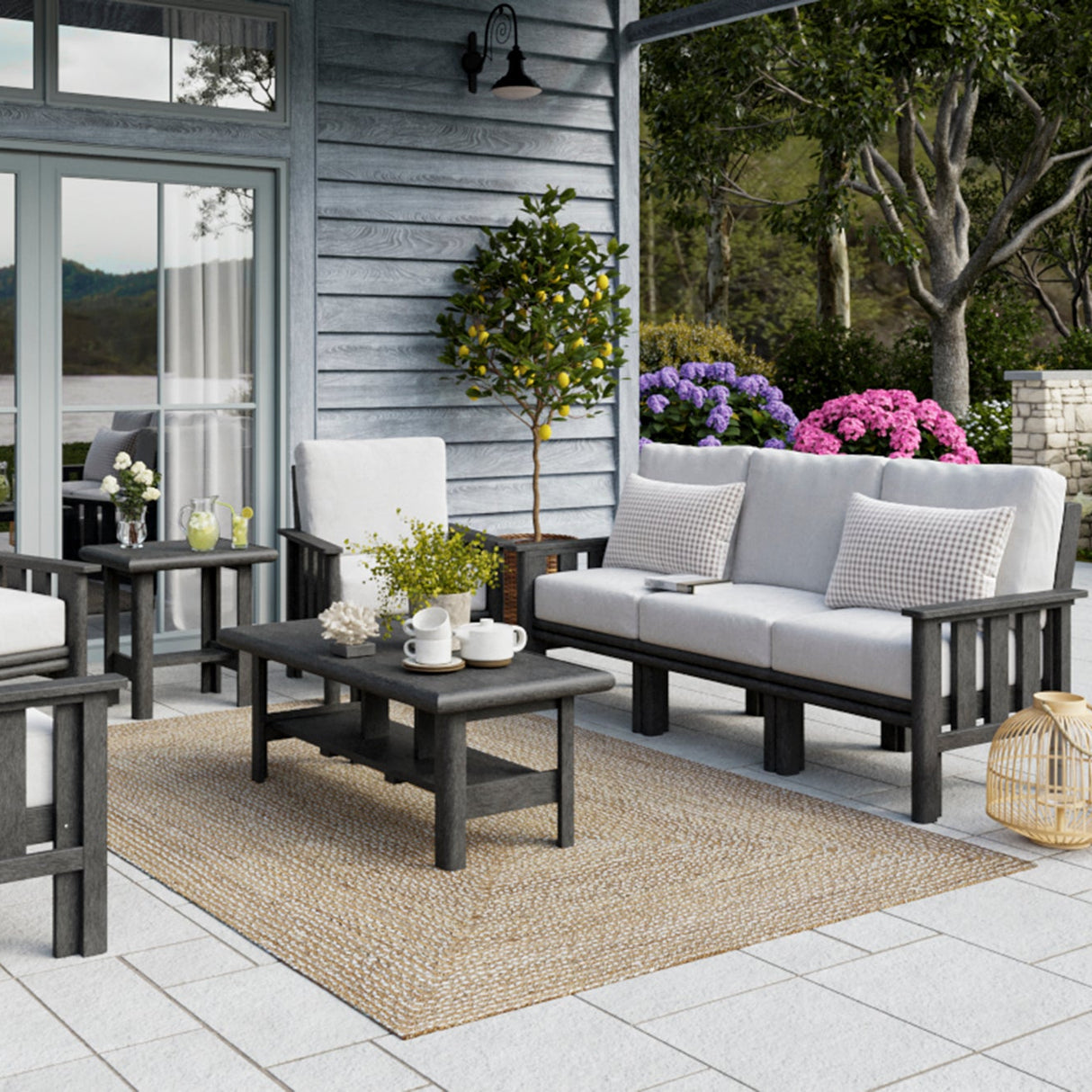 Sofa extérieur en plastique recyclé noir - Stratford