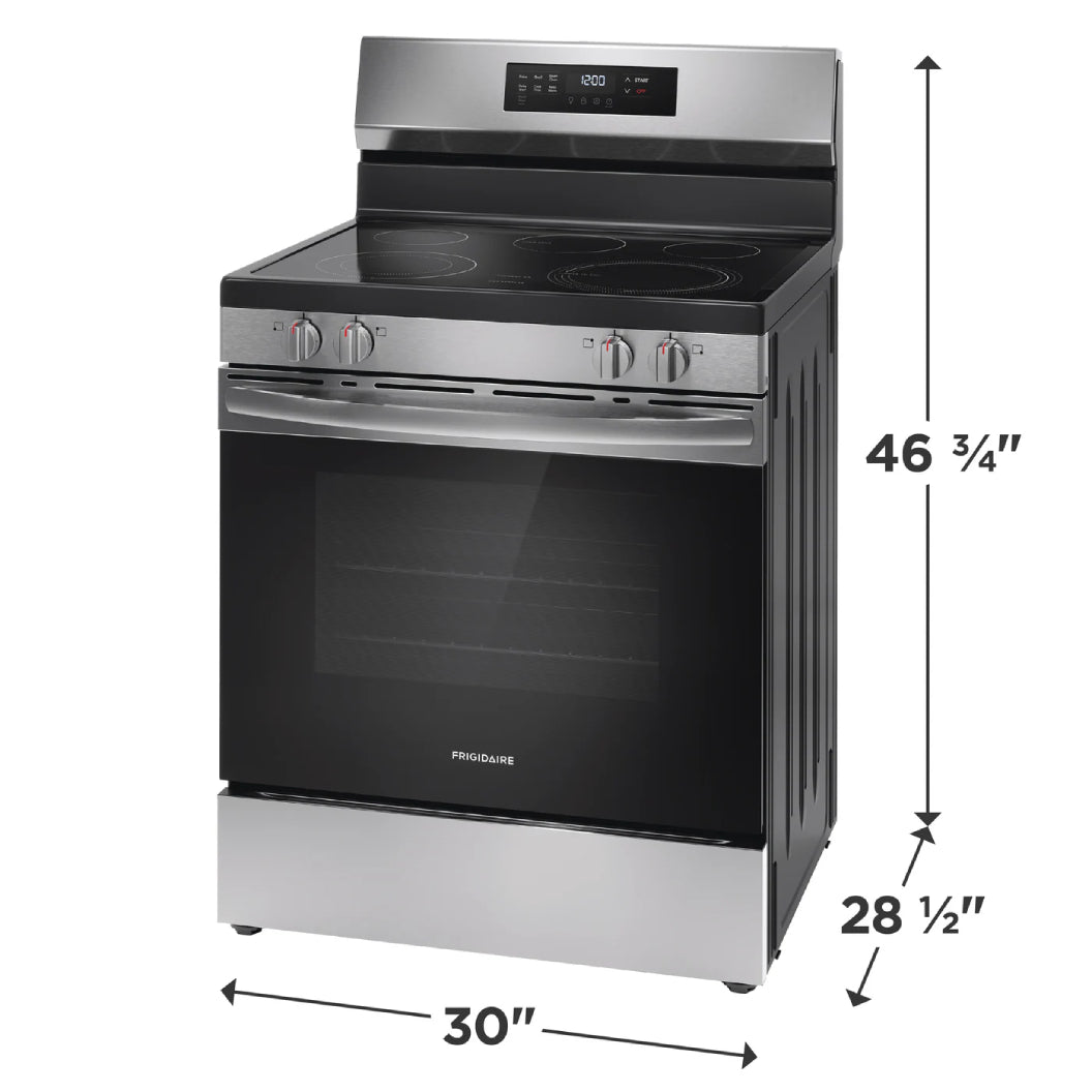 Cuisinière électrique 30 po, 5,3 pi³ Inox avec EvenTempMC et 5 zones de cuisson