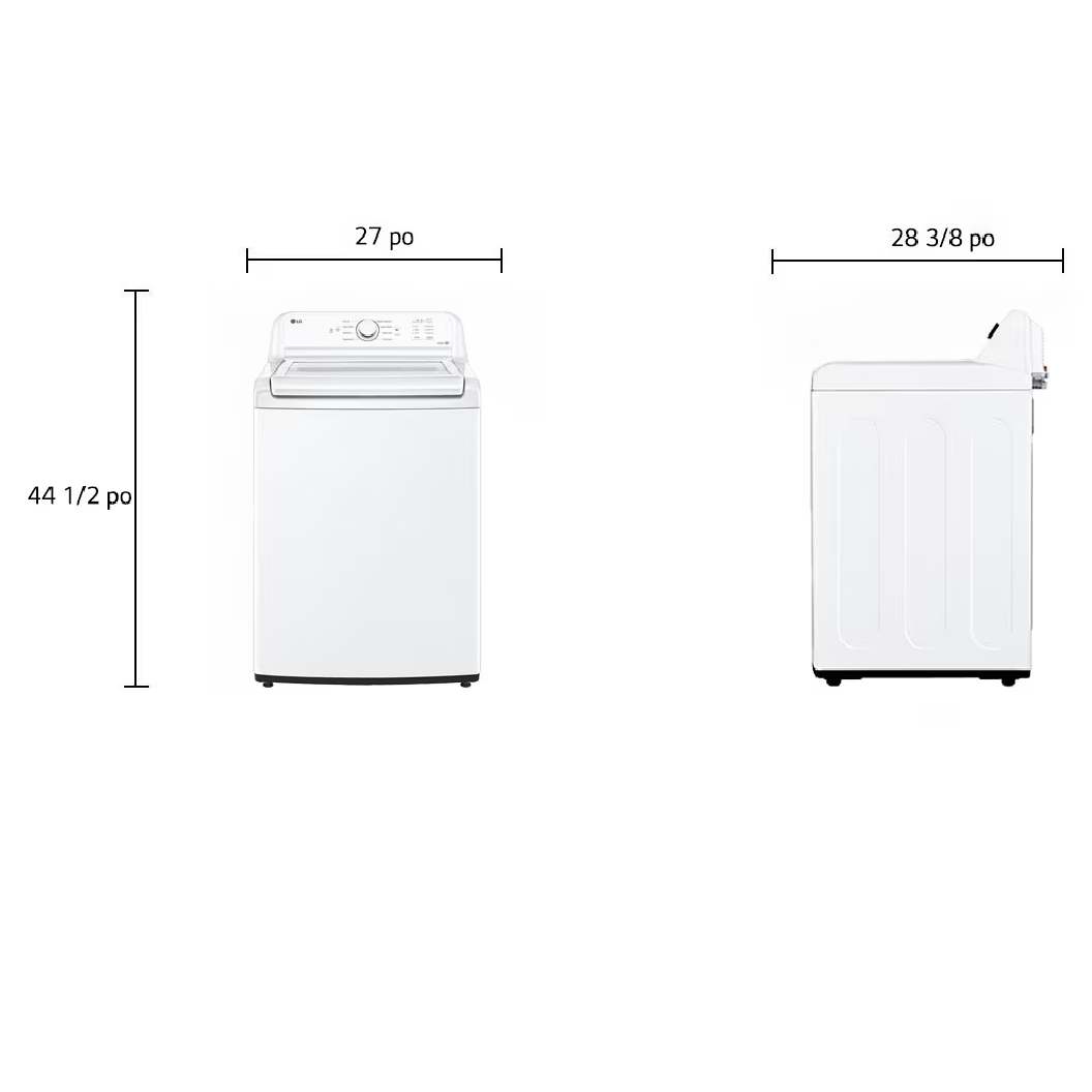 Laveuse à chargement par le haut 27 po, 6,3 pi³ Blanc essence à très grande capacité, IA intégrée