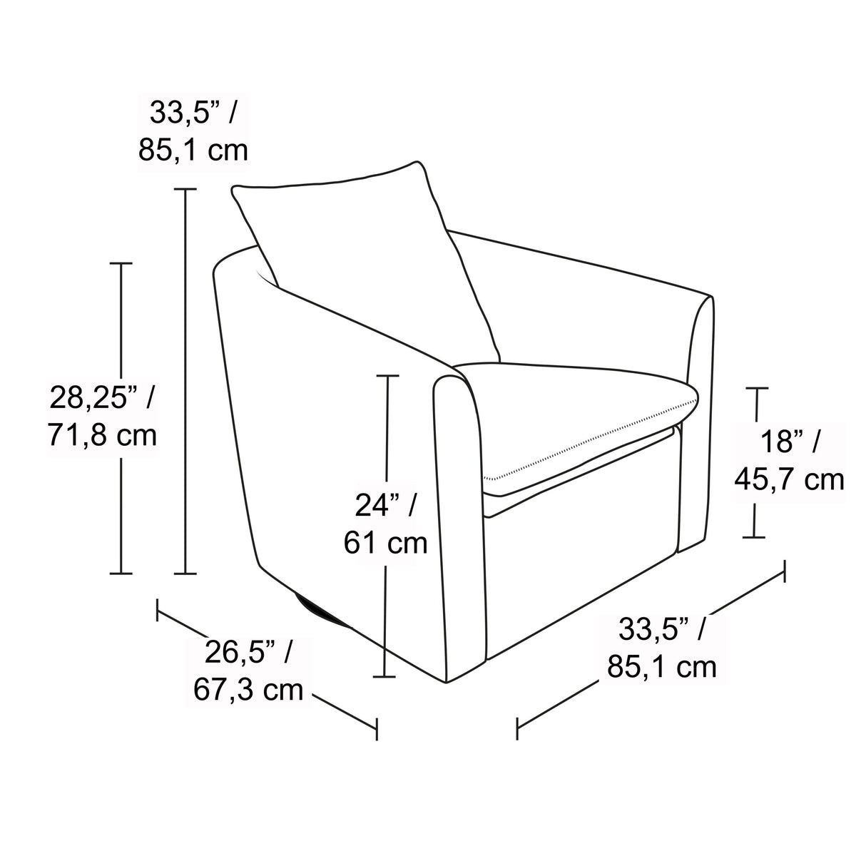 Fauteuil pivotant en tissu et aspect cuir - Evan