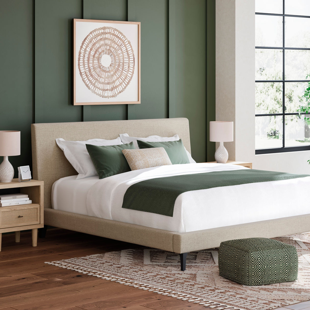 Lit  complet très grand en tissu gris - Cielden