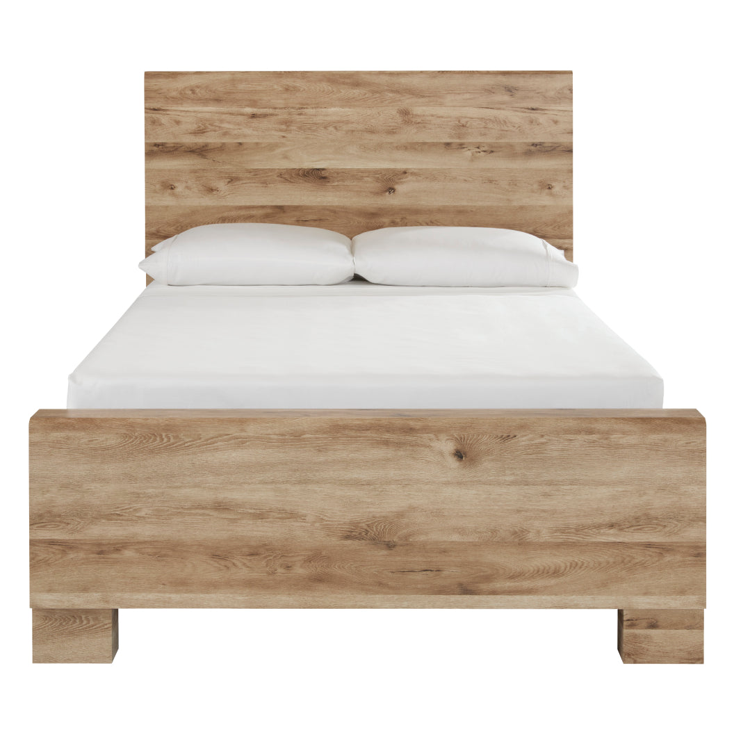 Lit complet en bois/MDF brun clair avec 4 tiroirs Grand / Très grand - Hyanna