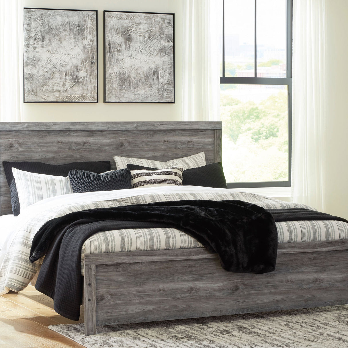 Lit complet en bois/MDF gris foncé Grand / Très grand - Bronyan