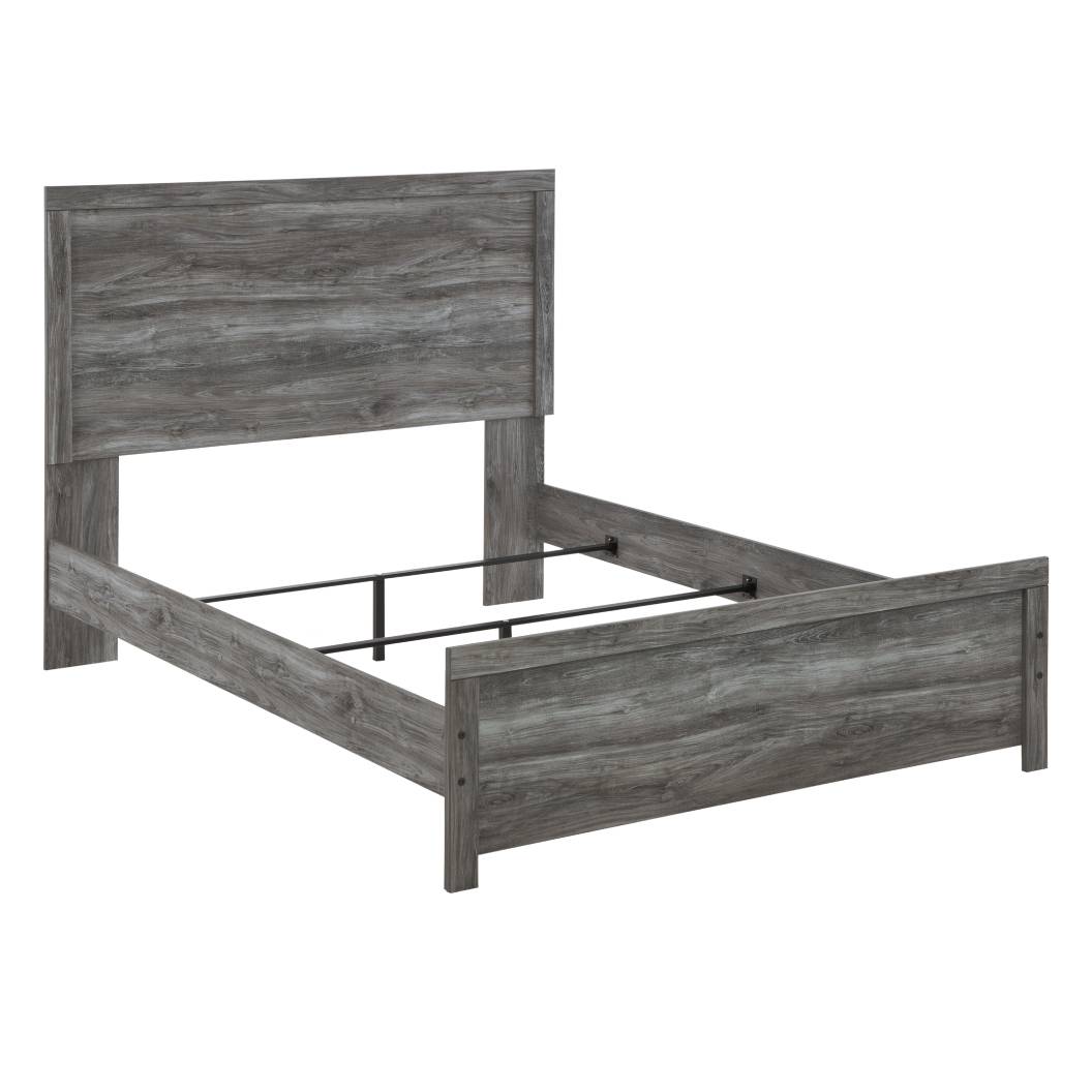 Lit complet en bois et placage gris foncé Bronyon - Grand
