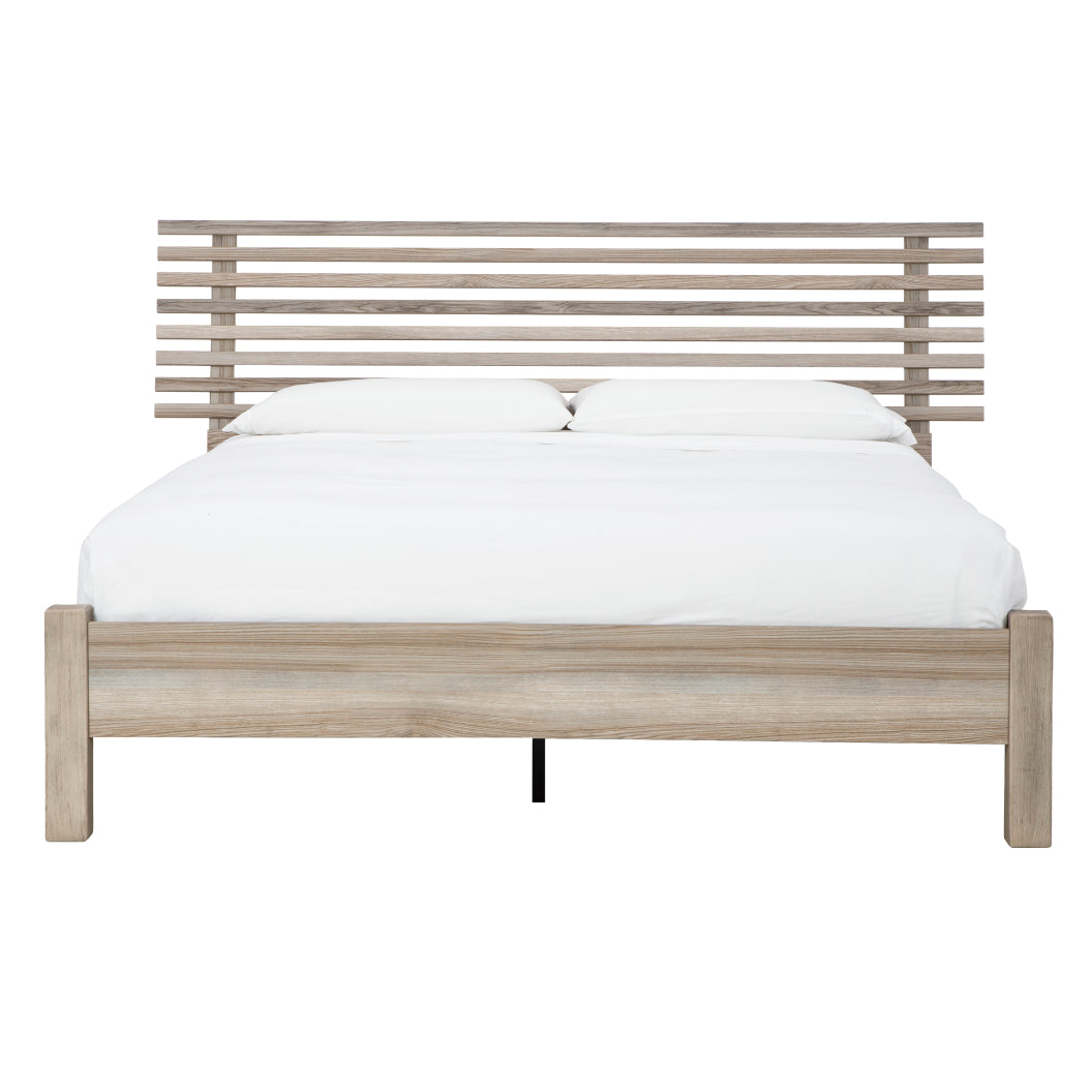 Lit complet Grand en bois et placage fini naturel