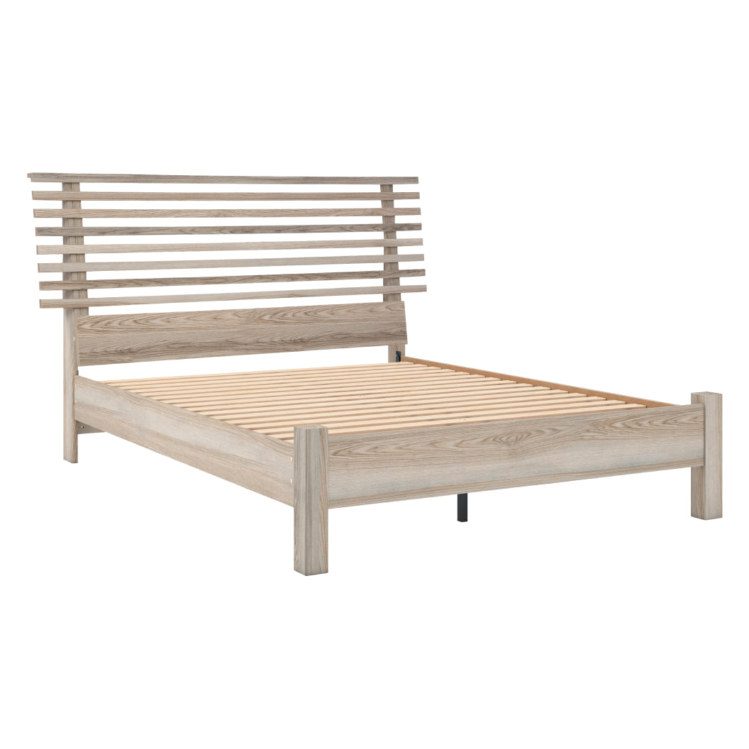 Lit complet Grand en bois et placage fini naturel